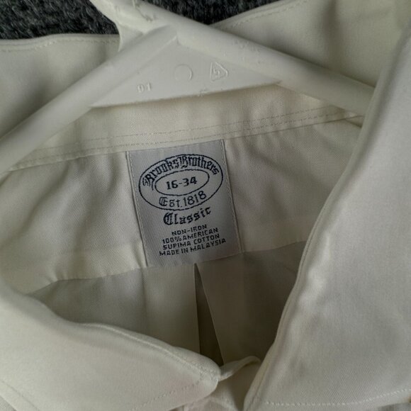 Brooks Brothers Men Non Iron Button Up Shirt Long Sleeve White 16 34 Classic Fit - Picture 8 of 16